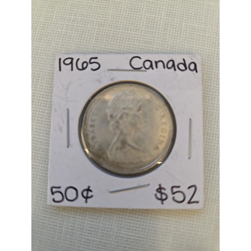 1965 UNC Canada 50 Cents 80% Silver - Canadian Half Dollar $0.50 - Elizabeth II